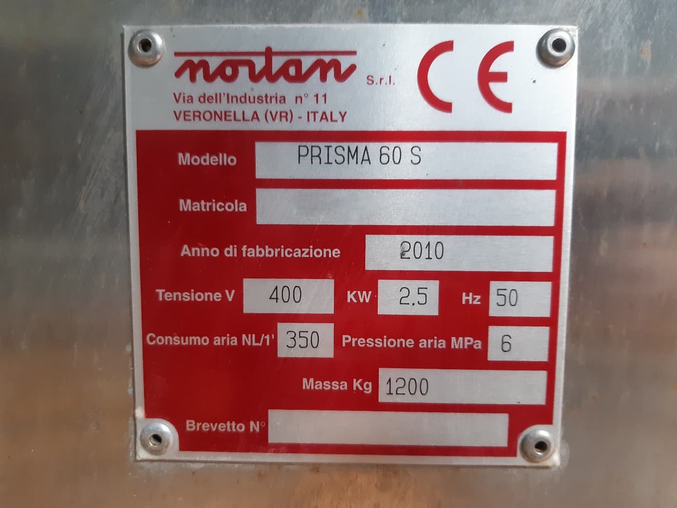Typenschild oder Nortan Prisma S60