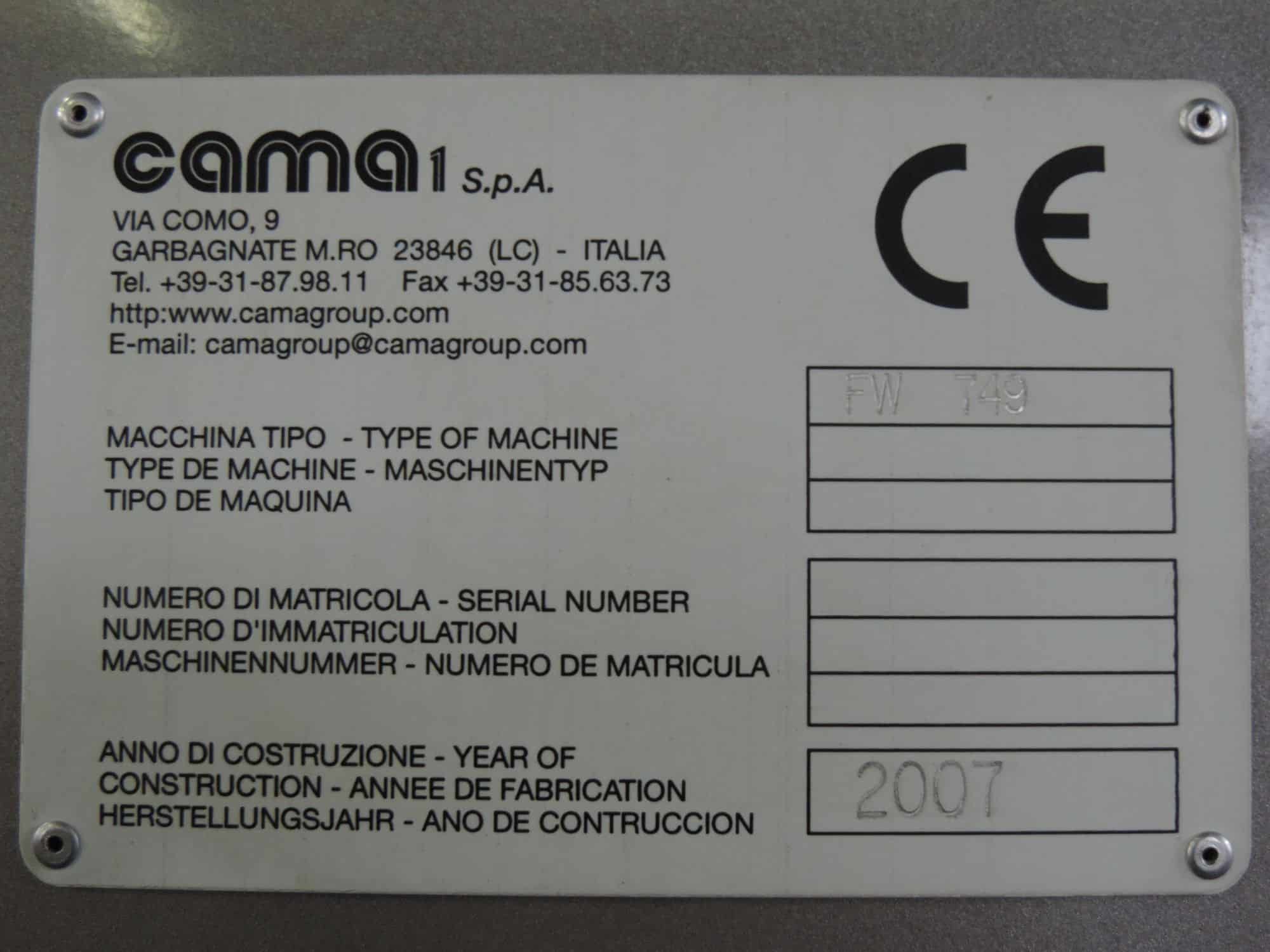 Typenschild der Cama-Gruppe FW 749